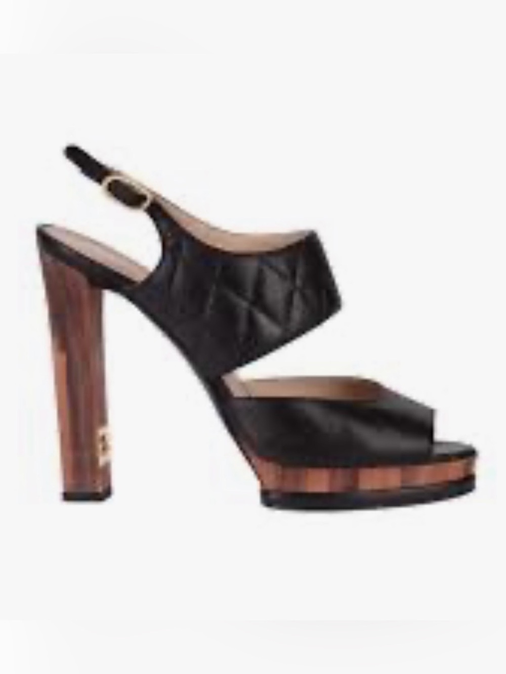 CHANEL Black Leather PeepToe Platform Heels Sz 38.5 NEW!!